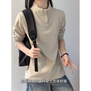 双面德绒潮流高级感卫衣男款春季青少年打底衫可外穿立领长袖t恤