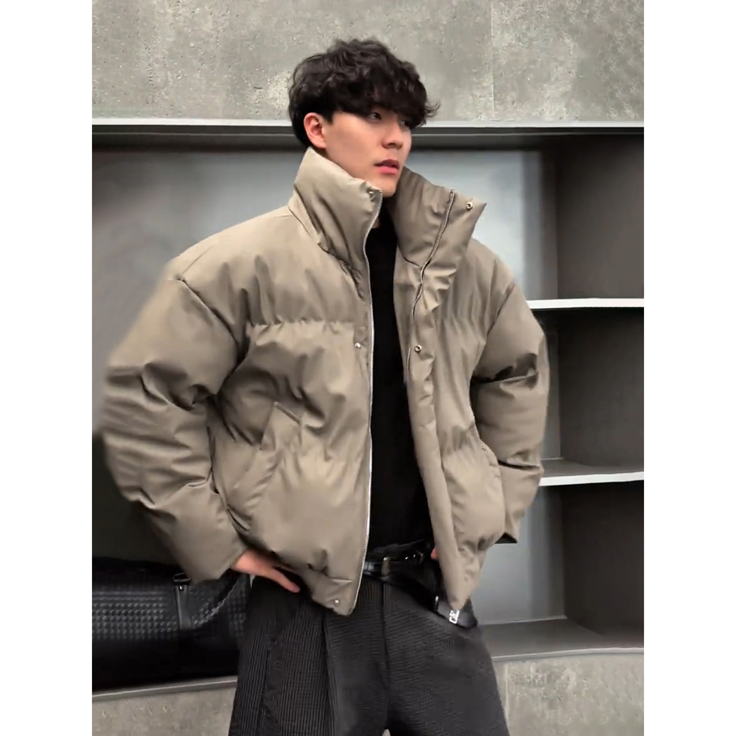 美拉德短款PU皮棉服男款冬季加厚