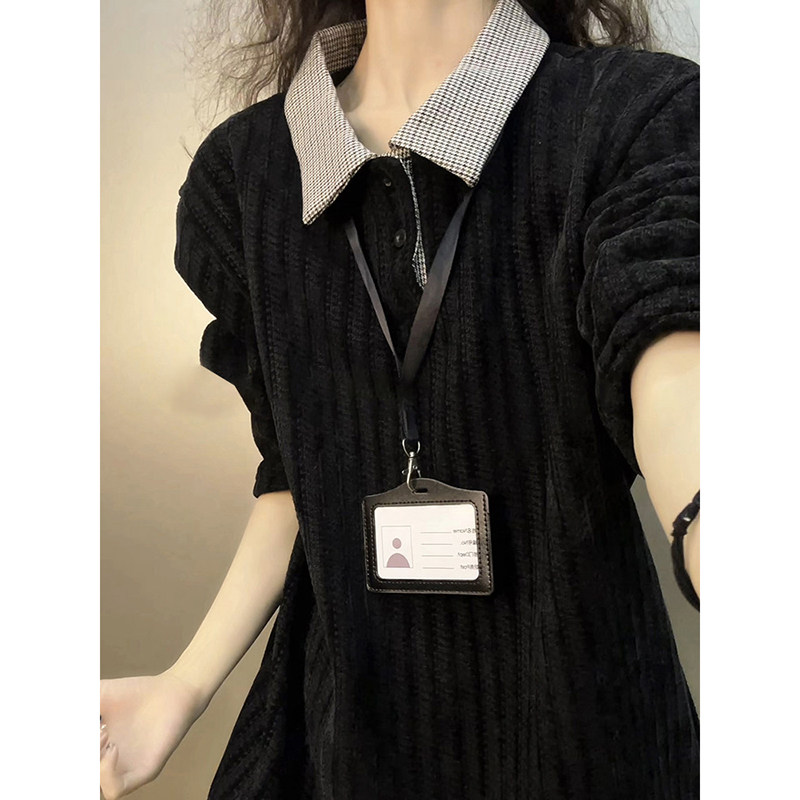 黑色翻领加绒卫衣男女秋冬雪尼尔polo翻领长袖t恤正肩内搭打底衫,男装,T恤,淘宝优惠券,粉丝福利购,淘宝优惠卷