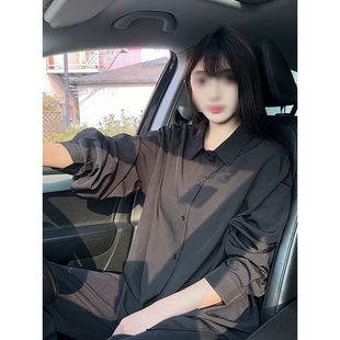 那不勒斯黑色衬衫男女春季人夫感穿搭长袖衬衣西装内搭高级感外套