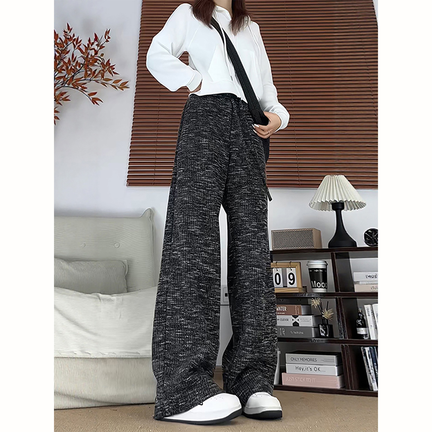 美式扎染雪花卫裤男女秋冬加绒