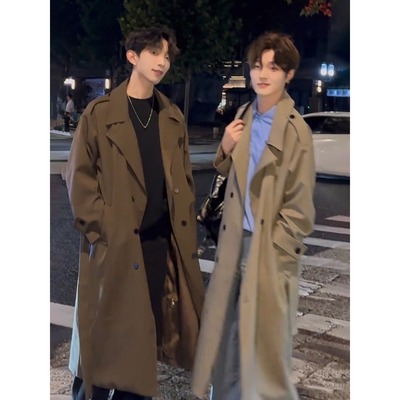 卡其色中长款风衣外套男款秋冬季