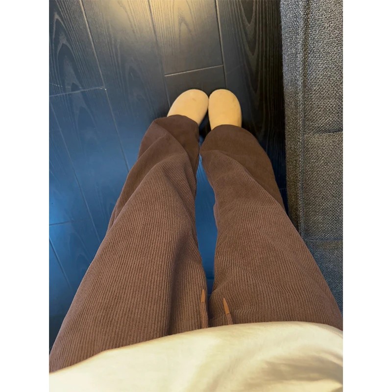 咖啡色灯芯绒裤子男款秋冬