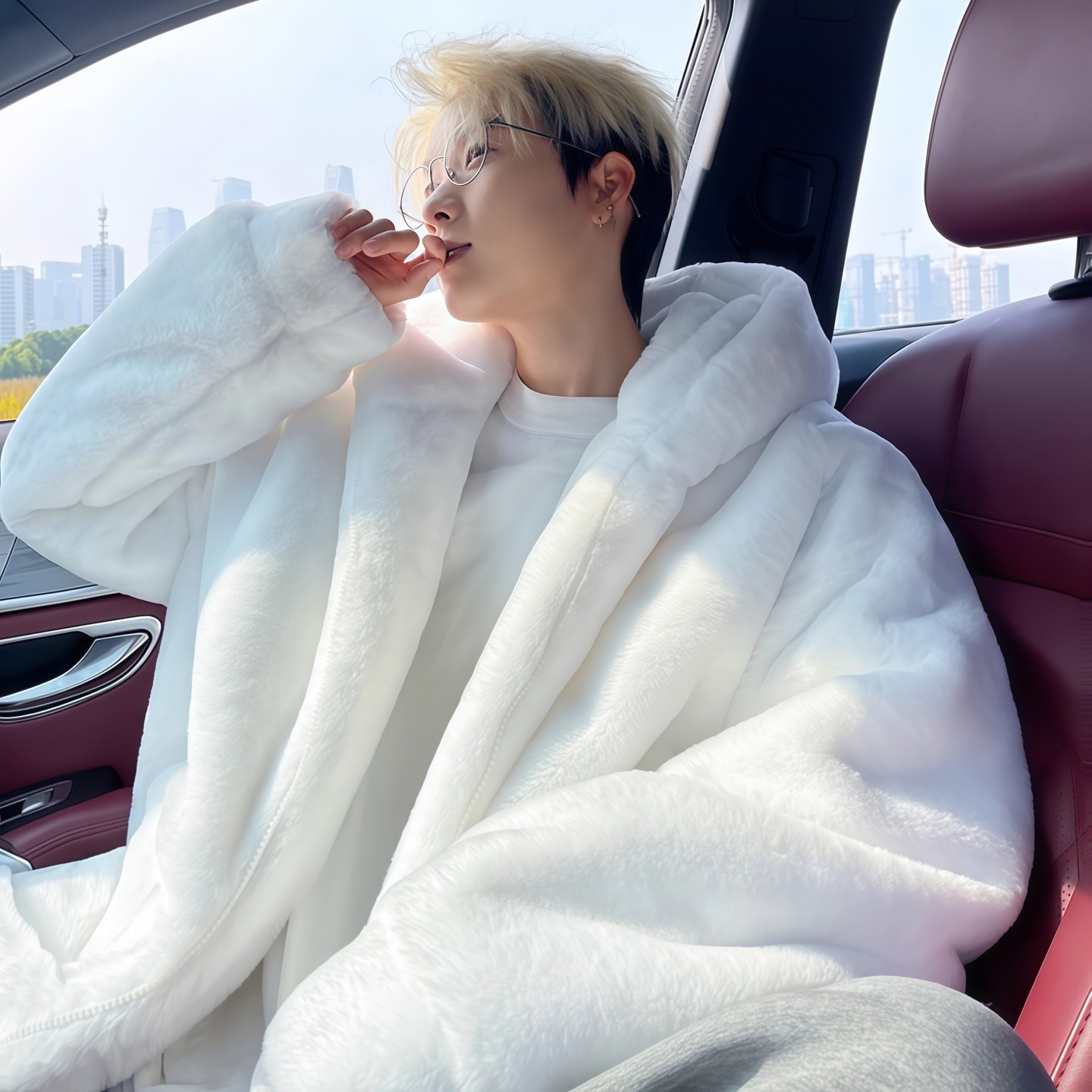 仿兔毛座山雕棉服冬季男加绒加厚