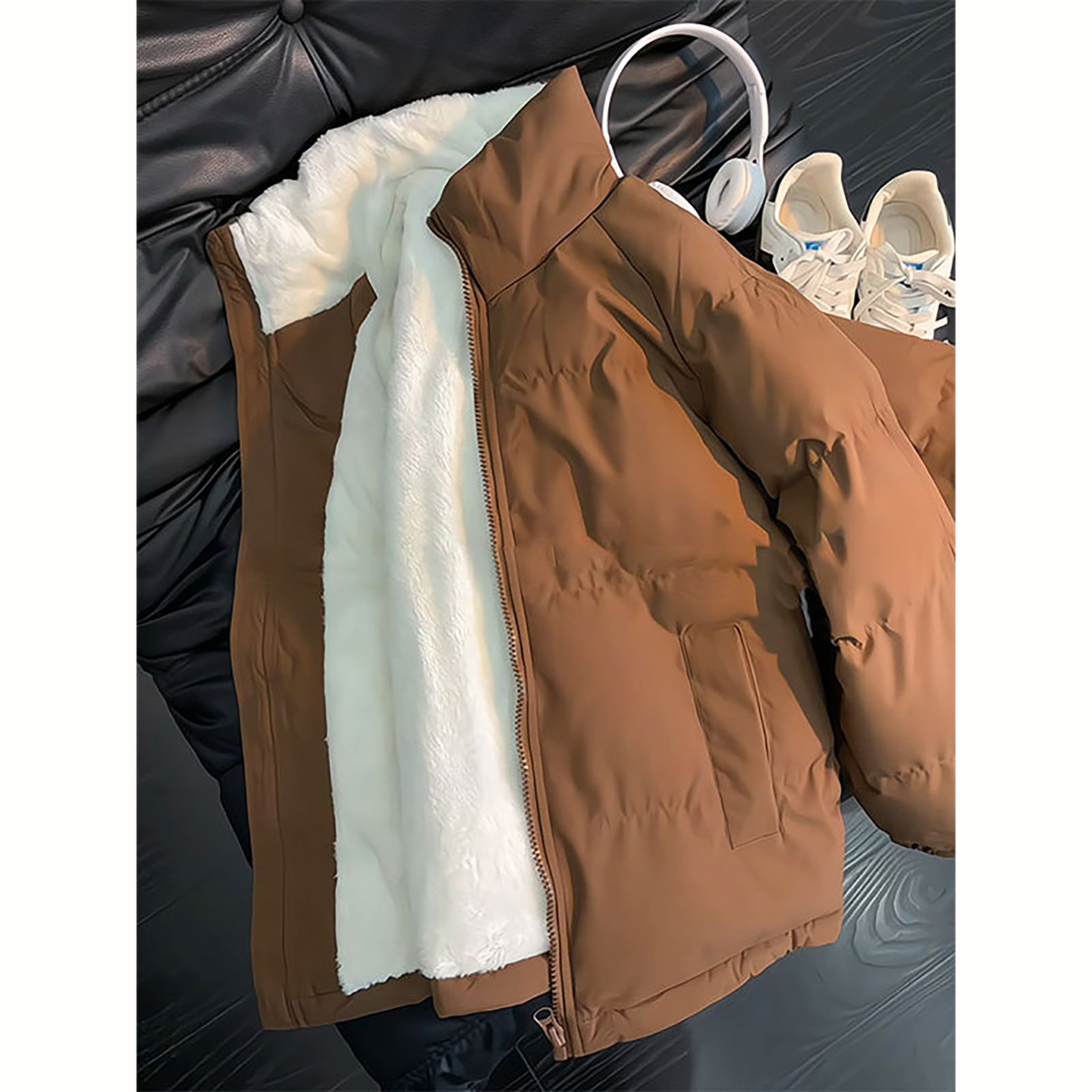 美式正肩立领晋江棉服夹克高级感