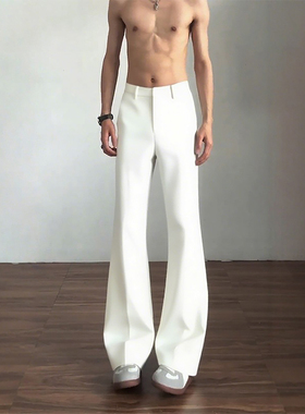 cleanfit白色517版型微喇西裤男款美式垂感裤子痞帅高级感弯刀裤