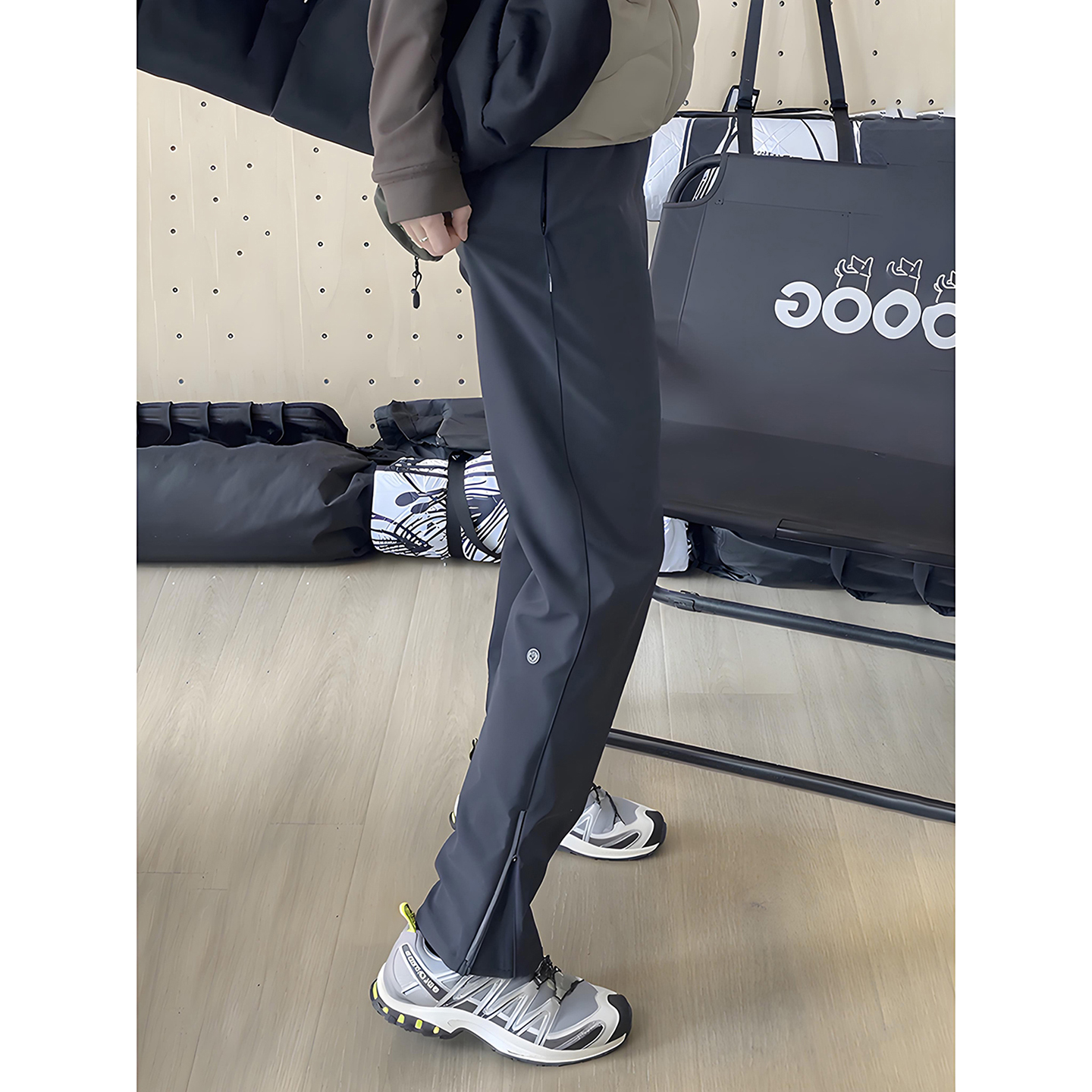 侧拉链软壳冲锋裤男秋冬加厚美式