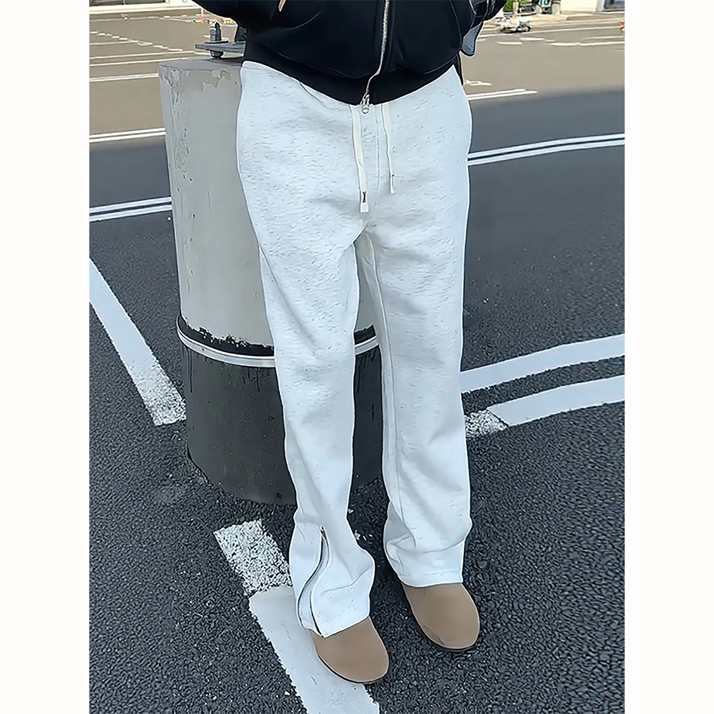 侧拉链加绒卫裤男款冬季潮流穿搭