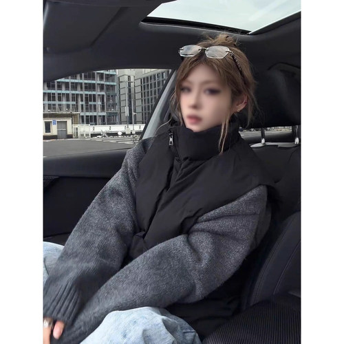 黑色轻暖羽绒棉马甲男款冬季外穿