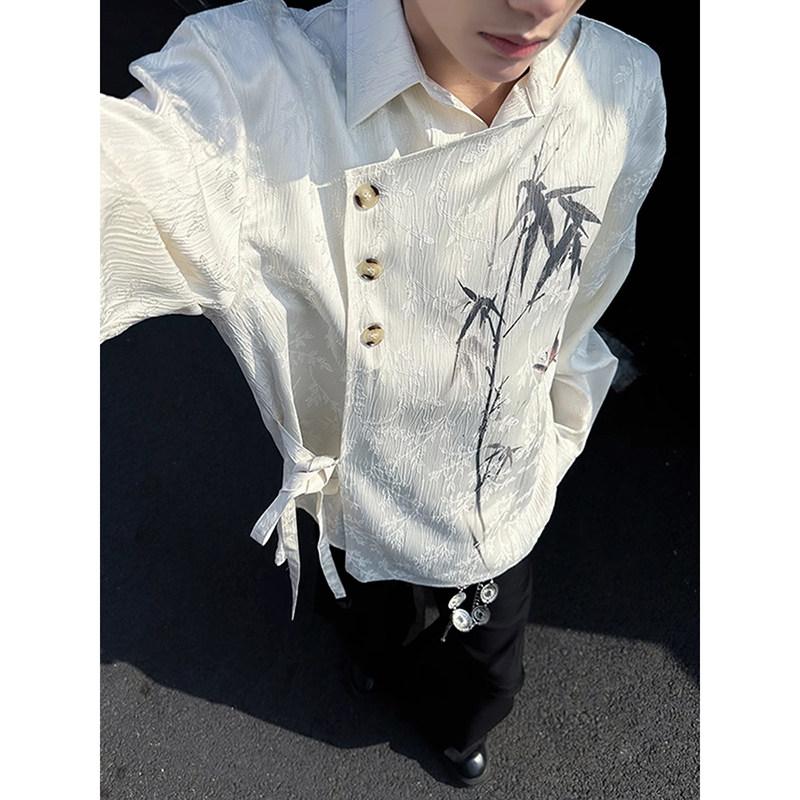 仙风道骨新中式国风男装斜襟衬衫提花中山唐装通勤汉服道家太极服,男装,衬衫,淘宝优惠券,粉丝福利购,淘宝优惠卷