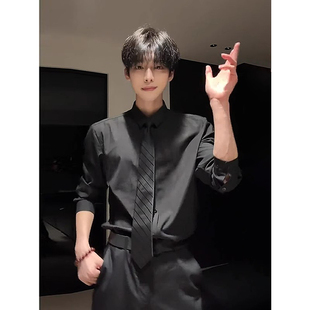 西装 衬衣修身 内搭dk制服 男高级感痞帅正肩长袖 禁欲系那不勒斯衬衫