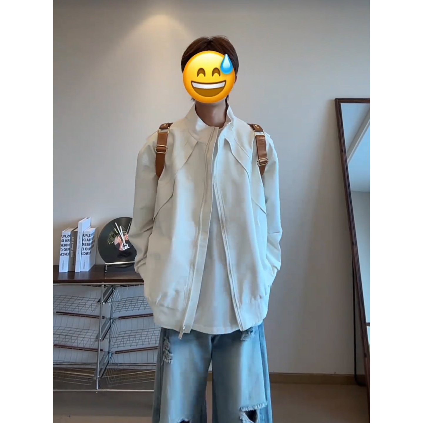 美式解构拼接立领夹克男秋季户外