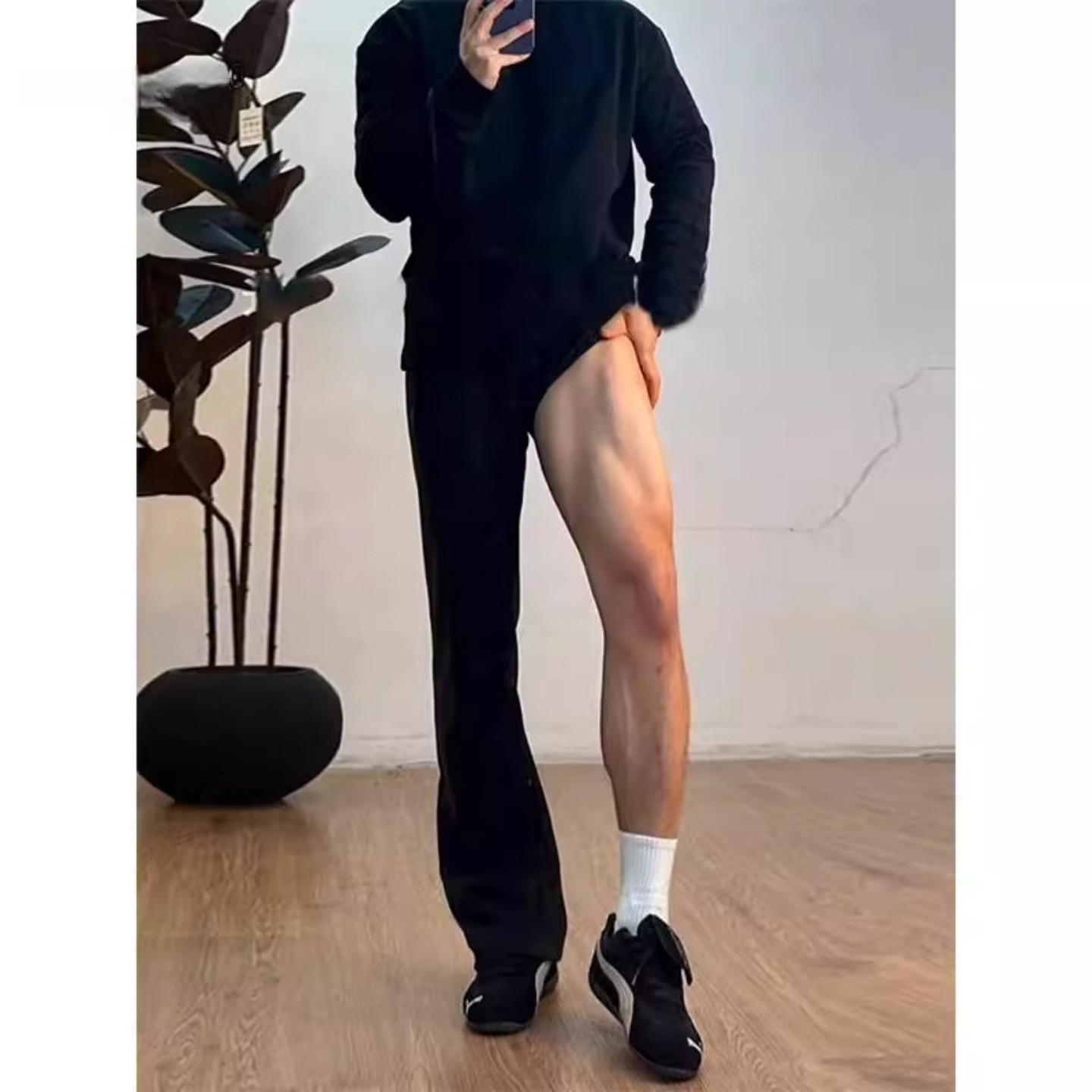 黑色西服裤男直筒那不勒斯dk裤子