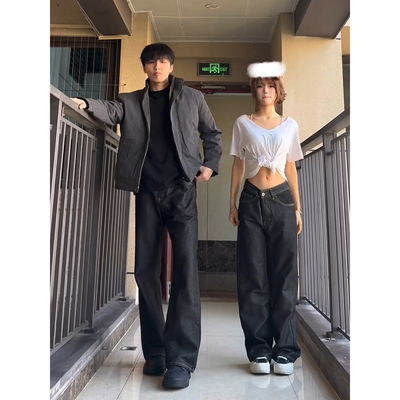 丹宁原色牛仔裤男秋冬季美式直筒