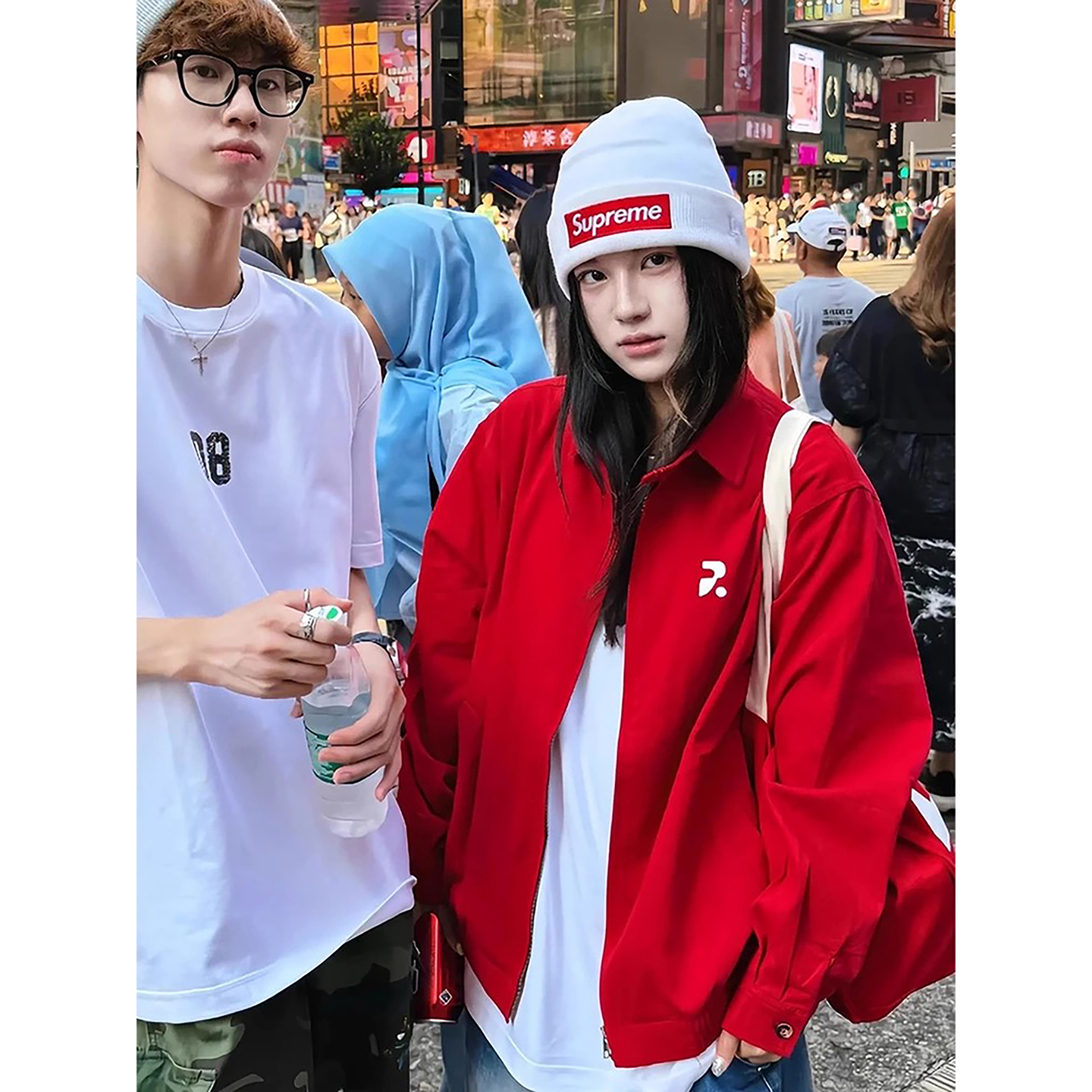 cleanfit红色飞行夹克男女款美式百搭上衣设计感小众休闲拉链外套