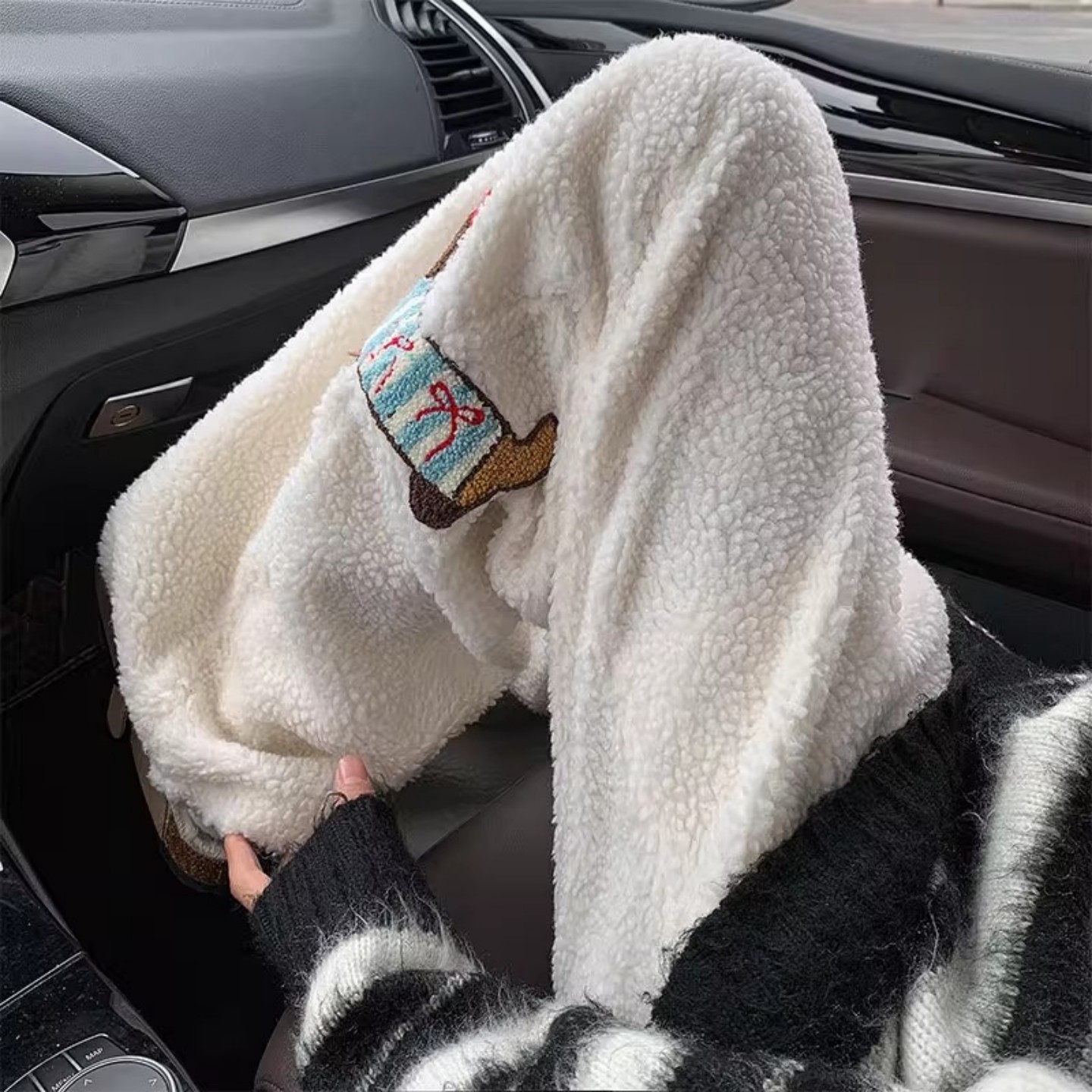 羊羔绒腊肠狗刺绣棉裤男款冬季