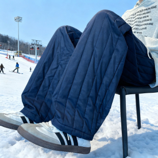 山系户外绗缝羽绒棉裤男冬季东北零下40度防寒裤子慵懒松弛感卫裤