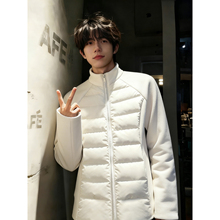 白色轻量化排骨羽绒棉服男冬季修身运动羽绒内胆保暖立领短款外套