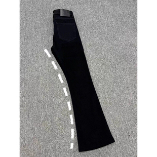 黑色加绒弯刀牛仔裤男款加绒美式高街vibe裤子直筒修身显瘦微喇裤