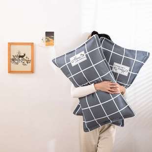 家用男40x60枕芯内 P66D100纯棉枕套加厚枕头套48x74cm一对装