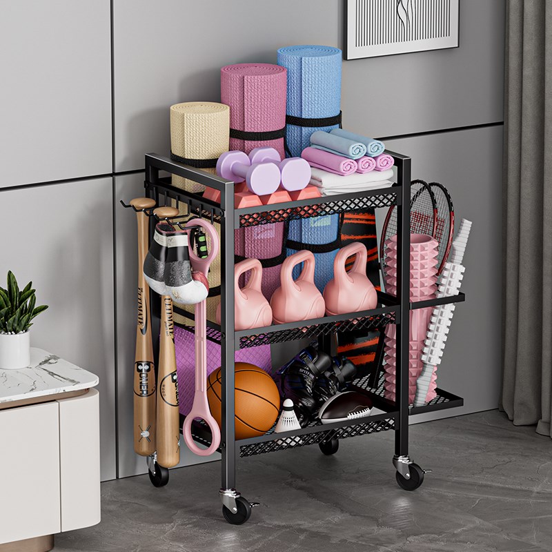 健身器材置物g架家用哑铃瑜伽工具收纳筐体育器材收纳篮球类置物