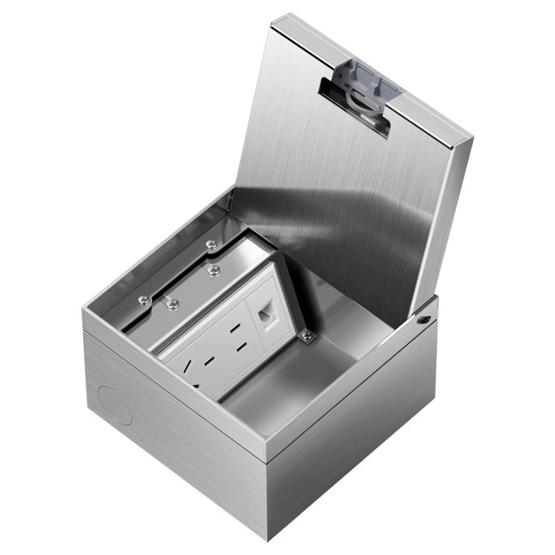 大理石瓷砖地插座隐形嵌r入式纯平隐藏超薄不锈钢防水五孔网络地