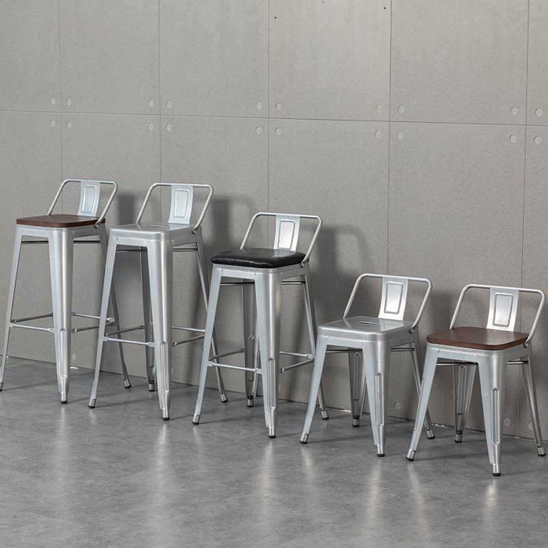 工业风铁艺吧台椅音乐酒吧清吧z凳子铁艺实木收银台靠背高脚桌椅