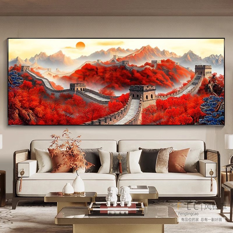 万里长城5d钻石画满钻新款客厅202E5点钻十字绣钻石绣招财风景大