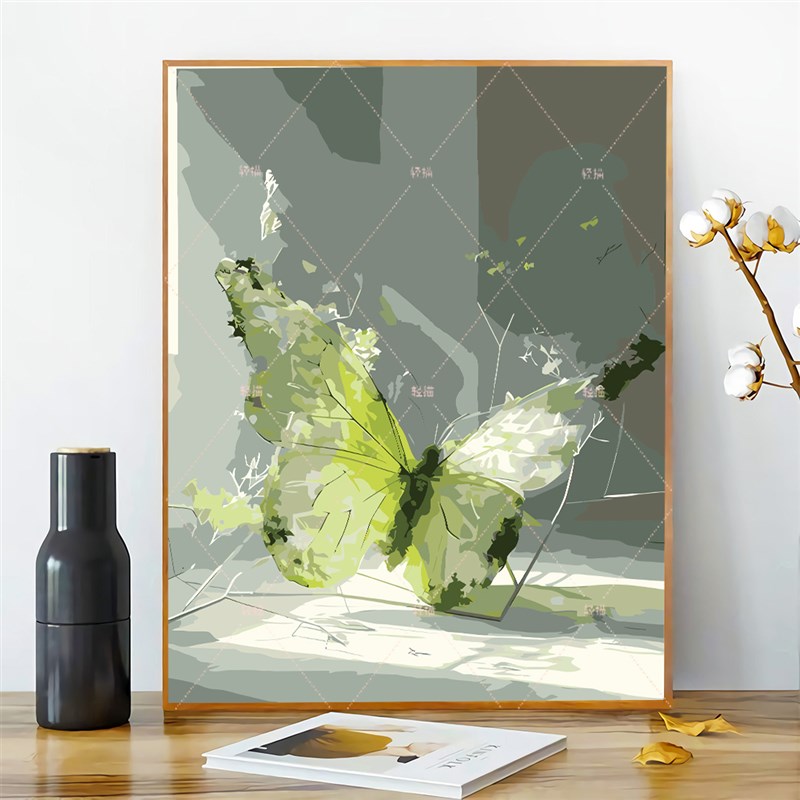 蝴蝶数字油画20j24新款diy手工油彩画涂色高级装饰挂画手绘画画