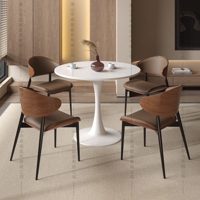 岩板餐桌洽谈桌椅组合办公室门市B休息区商务休闲谈判接待小圆桌