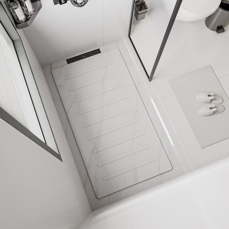 奶油白下沉式挡水条浴室s大理石防水条实心石基淋浴房白色挡水石