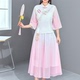 洋气渐变刺绣古风套装 改良版 时尚 新款 潮 汉服旗袍两件套女2026夏季