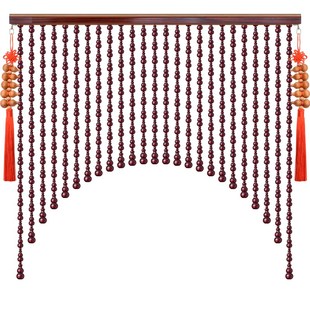桃木实木门帘大门过道隔断珠帘客厅葫芦帘子卫生间厨房屏风免打孔