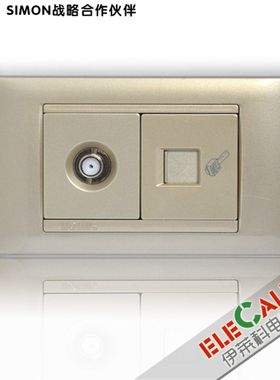 西蒙开关52系列香槟色 信息加电视插座