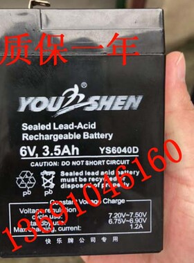YOU SHEN蓄电池 6V3.5AH YS6040D 玩具车 童车 电子称 台秤用电瓶