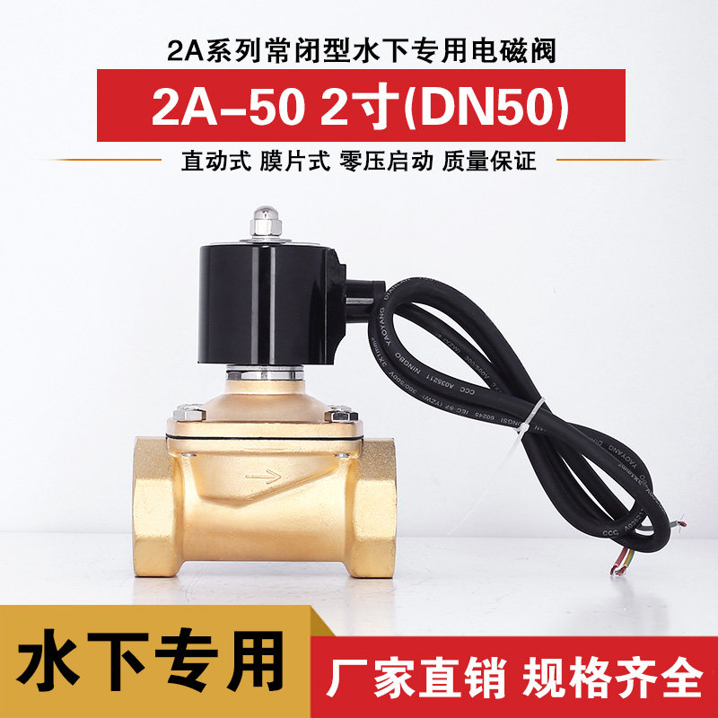 水下电磁阀 水阀 DN50 跑泉 喷泉用阀门 2寸防水 自动化灌溉