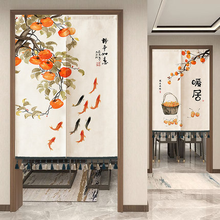 中式流苏门帘隔断窗卧室房间家用入户门半截遮挡帘厨房化妆室布帘