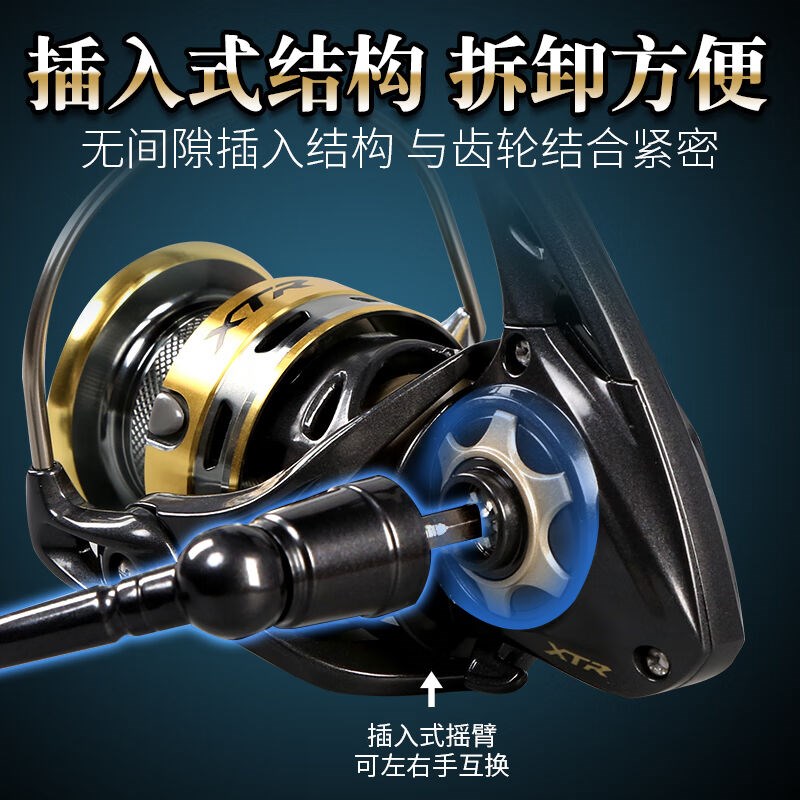 科迈雷纺车轮路亚海钓渔轮海竿远投抛投鱼轮渔线轮金色GT2500型