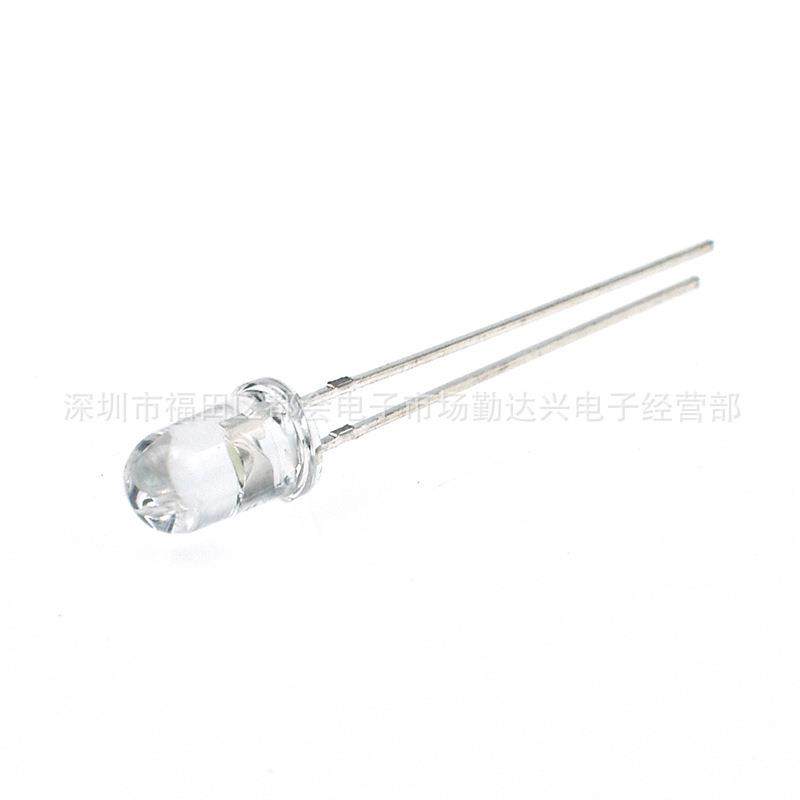 F5圆头白光超高亮led灯珠5mm有边暖白色led直插灯珠长脚发光管