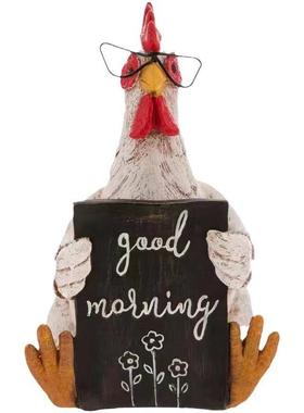 新品万圣节早安母鸡躺平鸡坐姿鸡树脂工艺花园桌面装饰品摆件