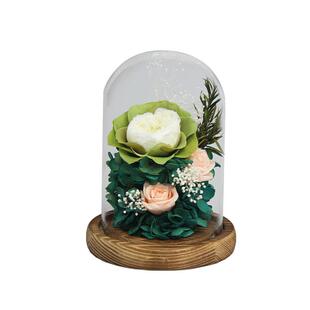 永生花玫瑰玻璃罩成品木质底座diy灯带摆件七夕节礼物