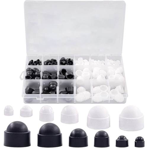 300pcs黑白色六角螺母盖套装注塑盖型螺丝帽M4-M12防尘保护盖帽