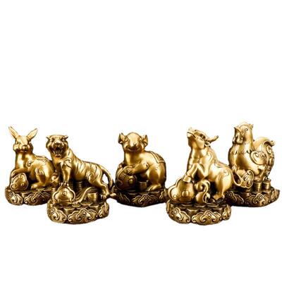 黄铜大号十二生肖如意元宝底座龙马生肖铜器鼠牛虎兔龙蛇马