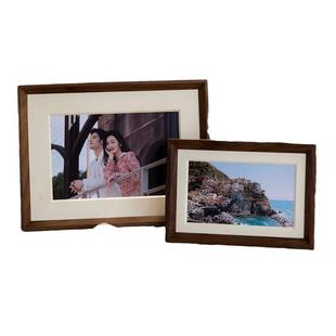 黑胡桃实木相框摆台6六寸全家福洗照片做成8寸婚纱照装裱框架挂墙