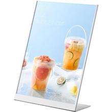 不锈台卡桌面双面色透明钢横版立牌白a4强磁台签展A示牌5桌牌