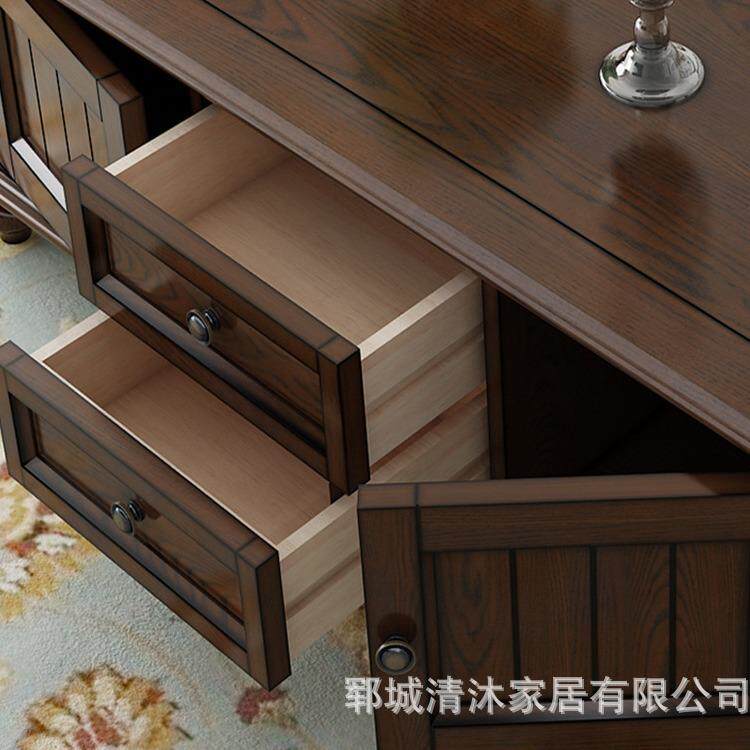 美式实木茶几客厅卧室白蜡木落地电视柜家居创意矮桌家具储物柜