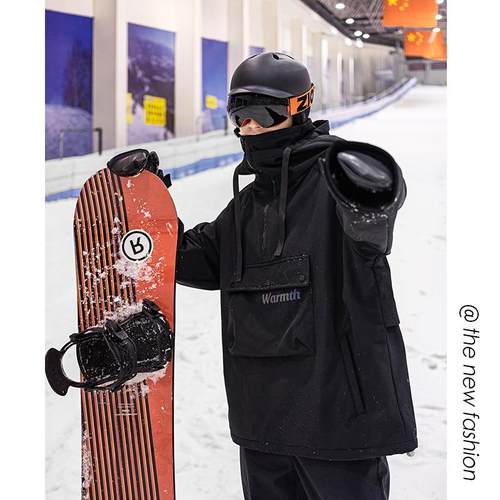 潮款平替款冬防风防水滑雪服套装大口袋男女加绒加厚滑雪衣裤