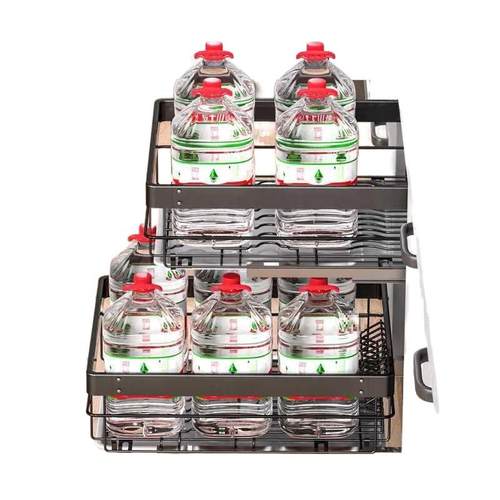 小尺寸拉篮厨房橱柜不锈钢碗篮碗碟双层抽屉式窄柜碗柜400柜体500