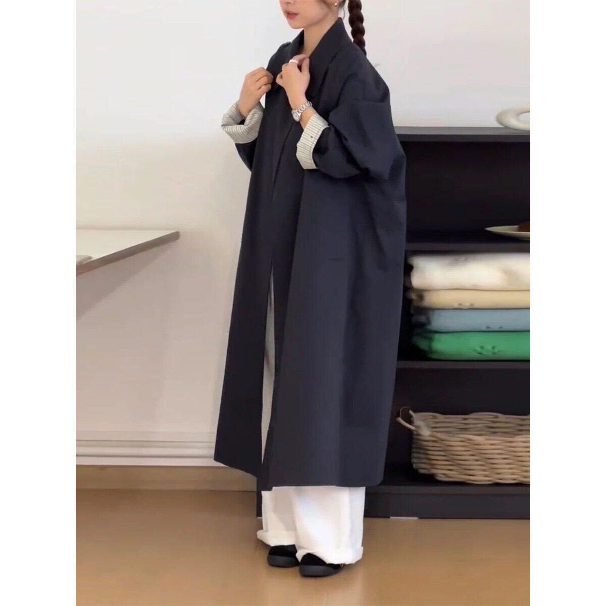 新款宽松显瘦长款风衣好
