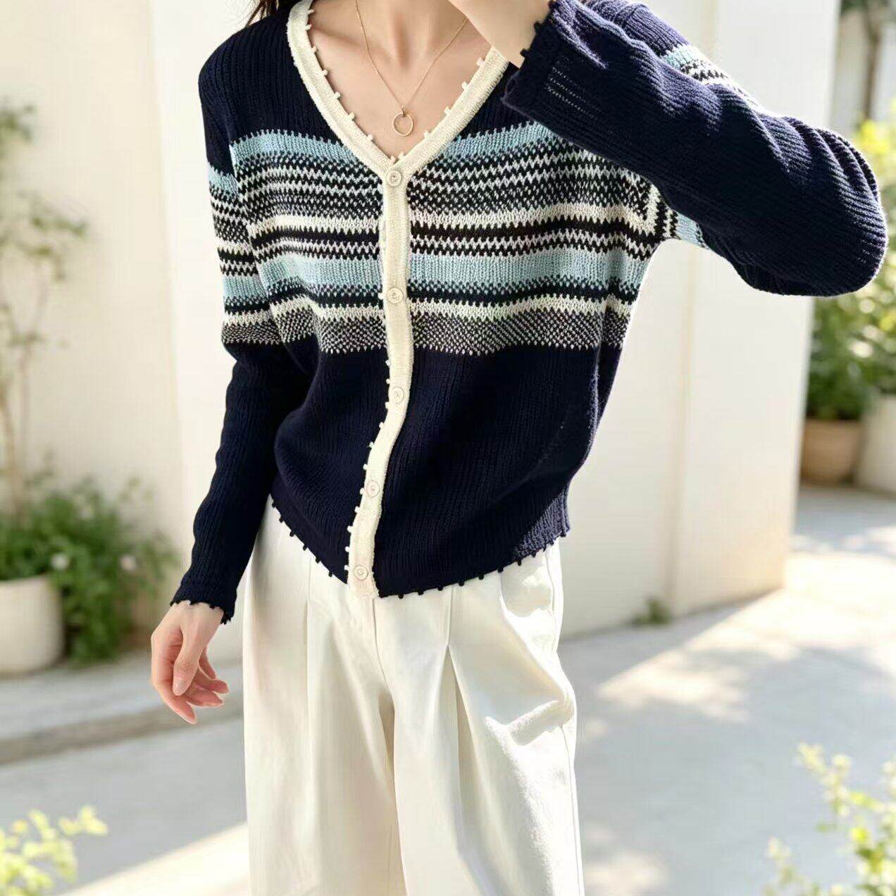 官图早秋上新女韩系条纹